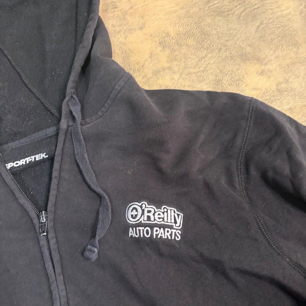 Sport-Tek Hoodie Mens Large Black O'Reilly Auto Parts Full Zip Sweatshirt Fleece